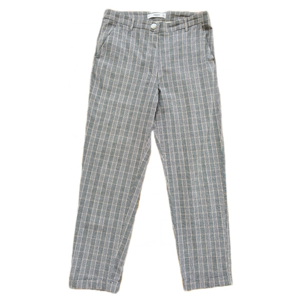 Mango Grey Plaid Pants, Cropped, Cuffed, Women’s Medium (Size 8)